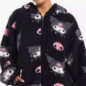 Kuromi Skull Sherpa Hoodie Hot Topic size L